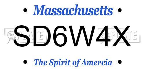 SD6W4X Massachusetts License Plate