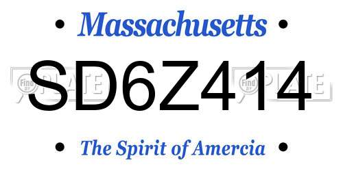 SD6Z414 Massachusetts License Plate