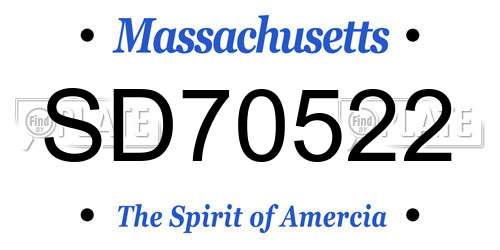 SD70522 Massachusetts License Plate