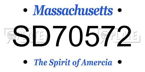 SD70572 Massachusetts License Plate