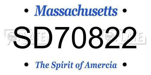 SD70822 Massachusetts License Plate