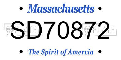 SD70872 Massachusetts License Plate