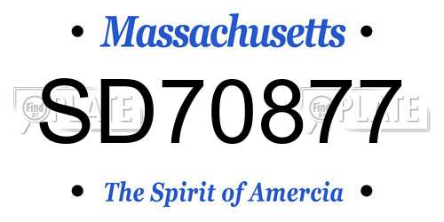 SD70877 Massachusetts License Plate