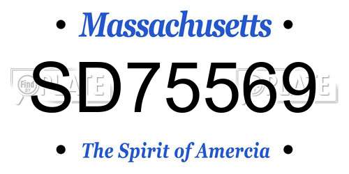 SD75569 Massachusetts License Plate