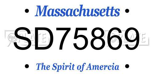 SD75869 Massachusetts License Plate