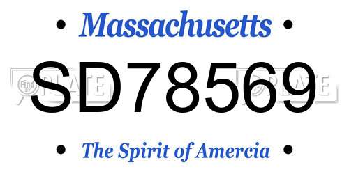SD78569 Massachusetts License Plate