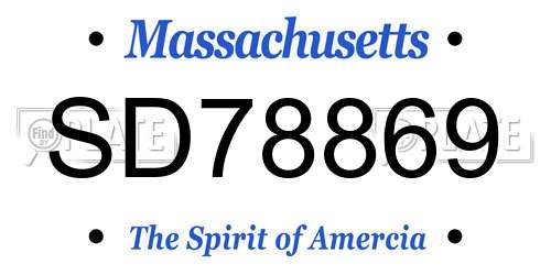 SD78869 Massachusetts License Plate