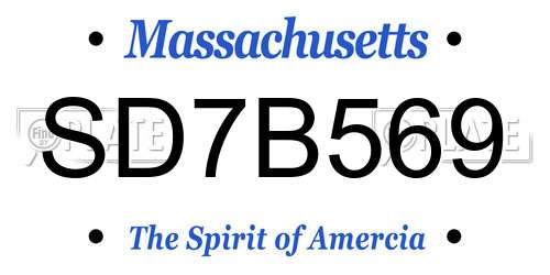 SD7B569 Massachusetts License Plate