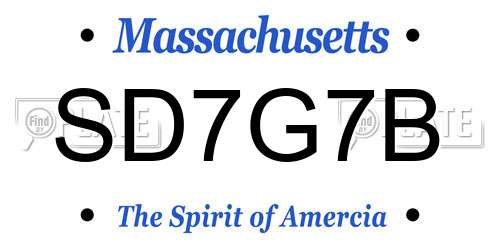 SD7G7B Massachusetts License Plate