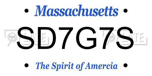 SD7G7S Massachusetts License Plate