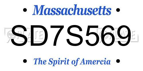 SD7S569 Massachusetts License Plate