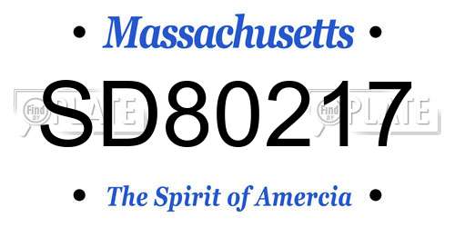 SD80217 Massachusetts License Plate