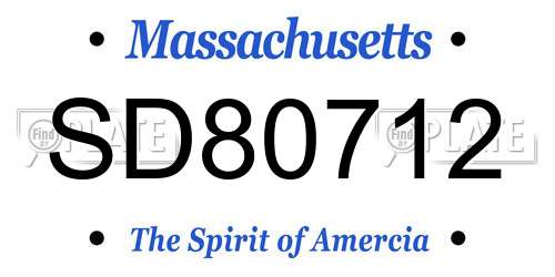SD80712 Massachusetts License Plate