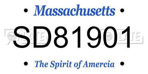 SD81901 Massachusetts License Plate