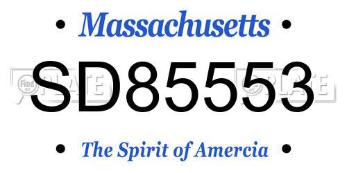 SD85553 Massachusetts License Plate