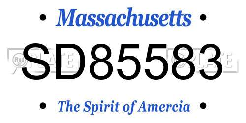 SD85583 Massachusetts License Plate