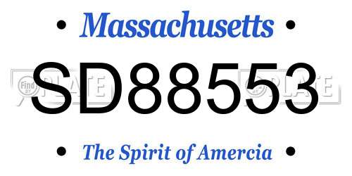 SD88553 Massachusetts License Plate
