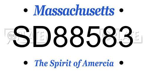 SD88583 Massachusetts License Plate