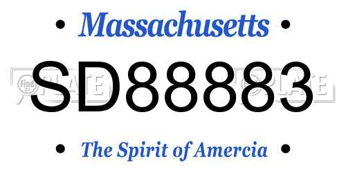 SD88883 Massachusetts License Plate