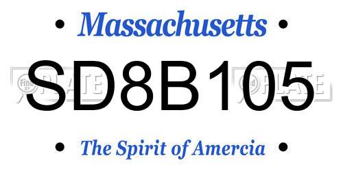 SD8B105 Massachusetts License Plate