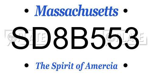 SD8B553 Massachusetts License Plate