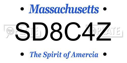 SD8C4Z Massachusetts License Plate