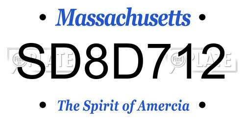SD8D712 Massachusetts License Plate