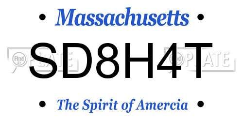 SD8H4T Massachusetts License Plate