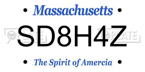 SD8H4Z Massachusetts License Plate