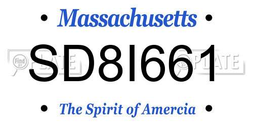 SD8I661 Massachusetts License Plate