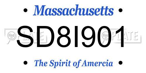 SD8I901 Massachusetts License Plate