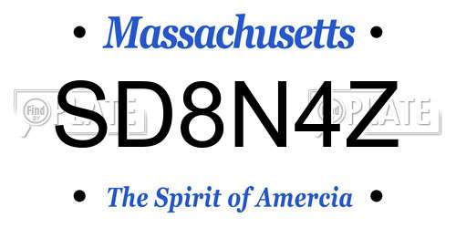 SD8N4Z Massachusetts License Plate