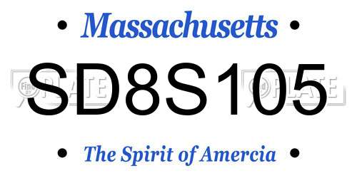 SD8S105 Massachusetts License Plate