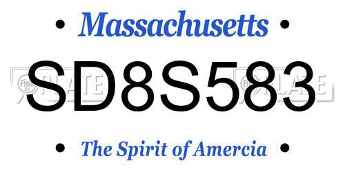 SD8S583 Massachusetts License Plate