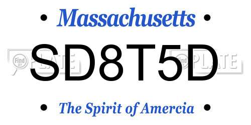 SD8T5D Massachusetts License Plate