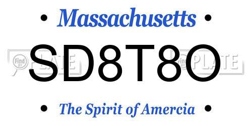 SD8T8O Massachusetts License Plate