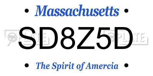 SD8Z5D Massachusetts License Plate