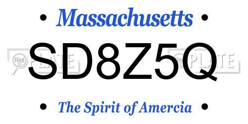 SD8Z5Q Massachusetts License Plate