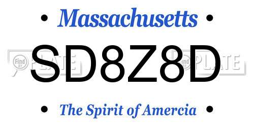 SD8Z8D Massachusetts License Plate