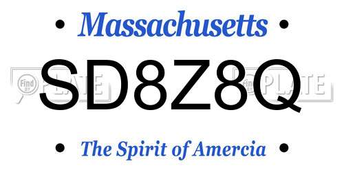 SD8Z8Q Massachusetts License Plate