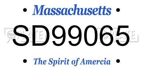 SD99065 Massachusetts License Plate