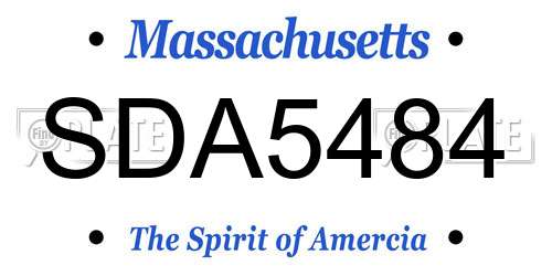 SDA5484 Massachusetts License Plate