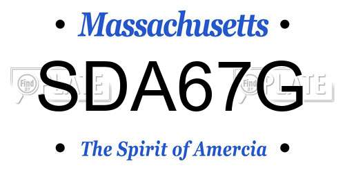 SDA67G Massachusetts License Plate