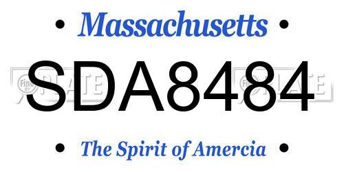SDA8484 Massachusetts License Plate