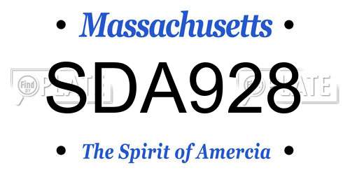 SDA928 Massachusetts License Plate