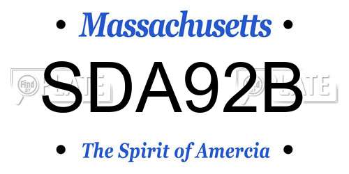 SDA92B Massachusetts License Plate
