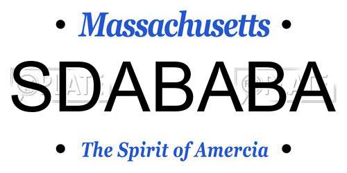 SDABABA Massachusetts License Plate