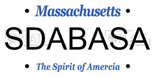 SDABASA Massachusetts License Plate