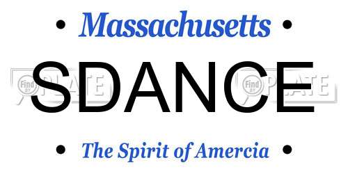 SDANCE Massachusetts License Plate