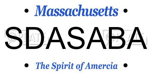 SDASABA Massachusetts License Plate